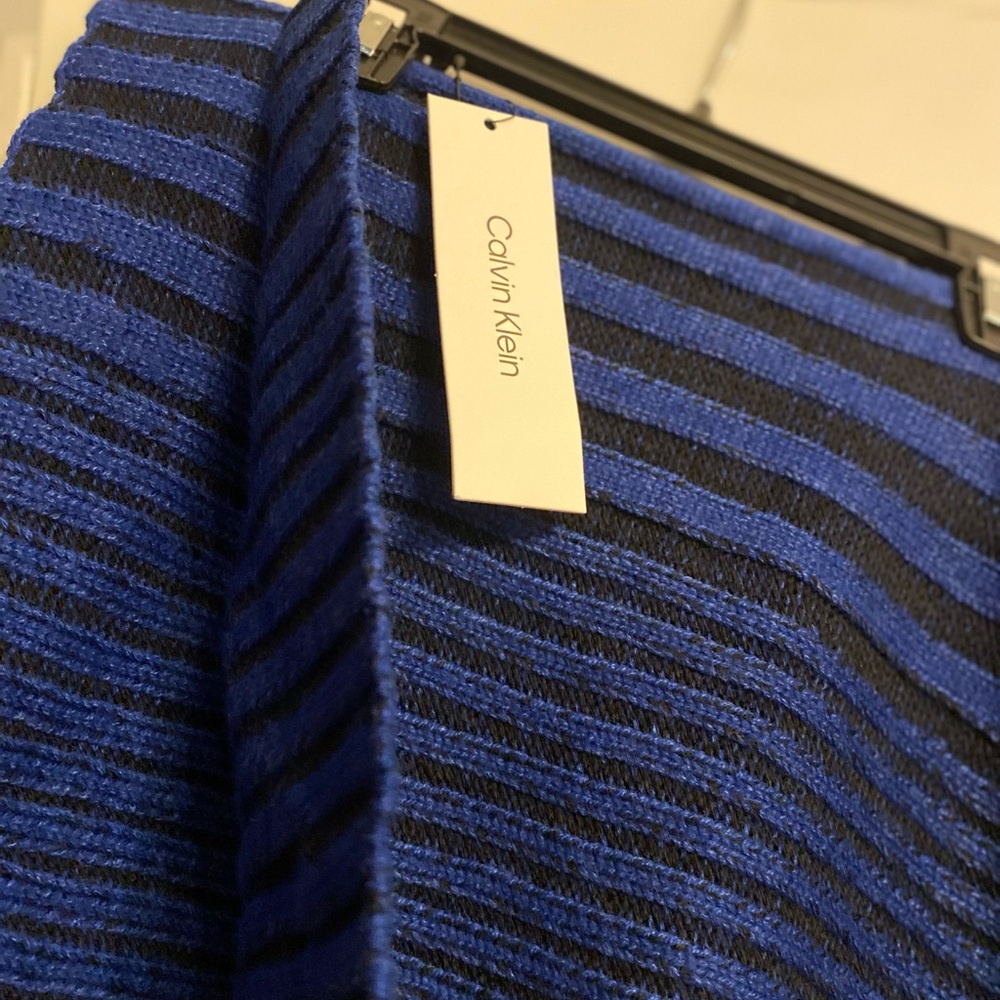Calvin Klein Striped Knit Skirt in Blue and Black